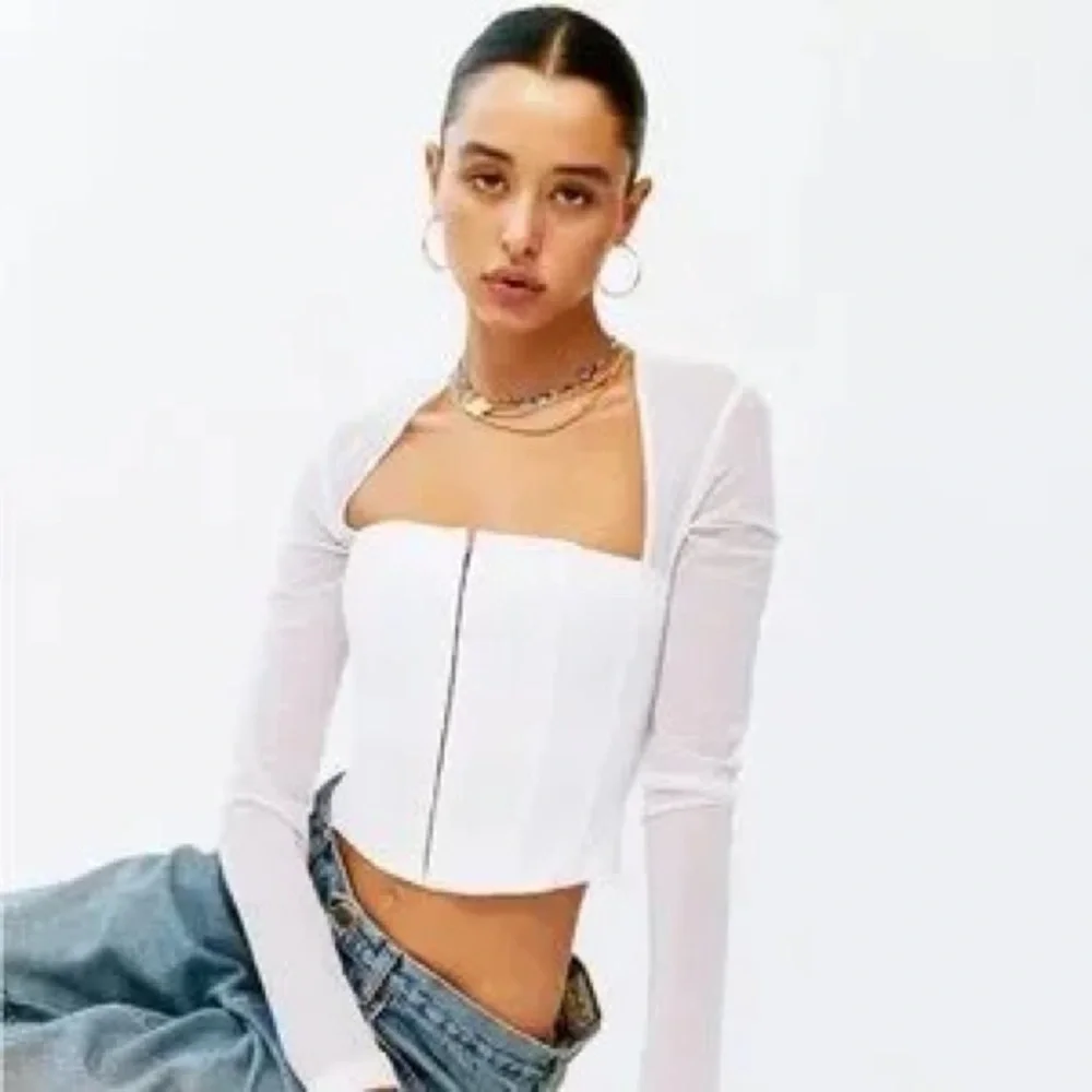 White With Jean Mesh Bustier top - Picture 3 of 7
